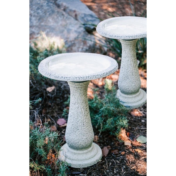 Bufffuerte 23.6 in. Tall Bird Baths with Round Pedestal & Base - Yellow - Set of 2 BU3378416 - main